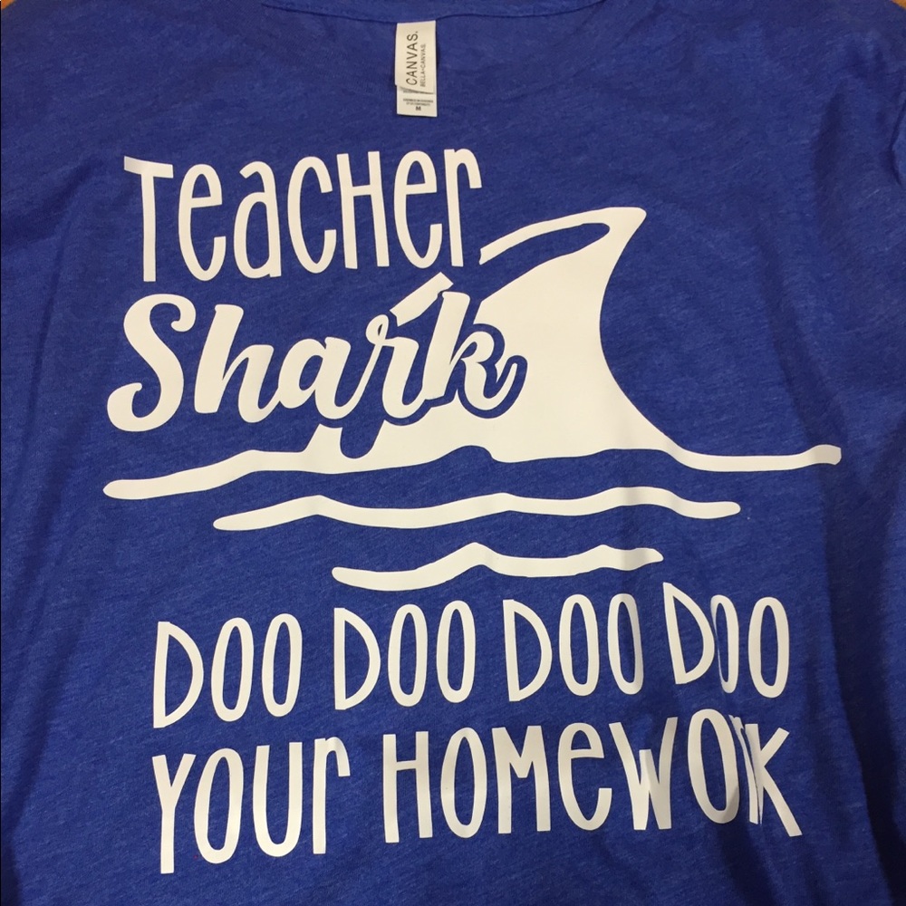Teacher shark on long sleeve Bella canvas